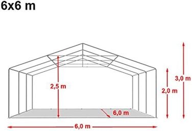 Намет фестивальний TOOLPORT 6x6 м, вогнестійкий, преміум-якість, PVC, білий, водонепроникний з каркасом