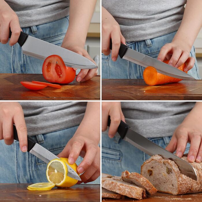 Набір кухонних ножів з бруском Messerblock, нержавіюча сталь, кухонна ножиці, 6 предметів, чорний