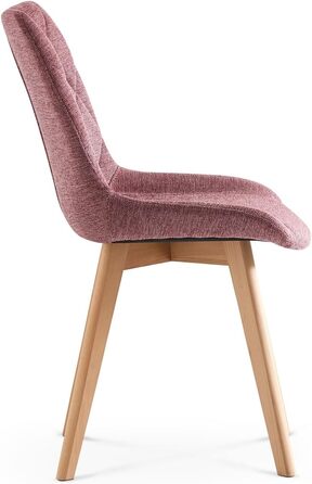 Набір з 2-х оббивних стільців для їдальні B&D Tania, рожевий, стиль кантрі/сканді, для кухні, офісу, туалетного столика, Webstoff Merlot, 11118-ROSA-2