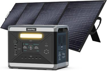 Портативна електростанція SolarPlay Q2501 з сонячною панеллю 200W, 2500W, 2304Wh LiFePO4, AC/USB порти, швидка зарядка, 12V вихід, для кемпінгу, RV, надзвичайних ситуацій