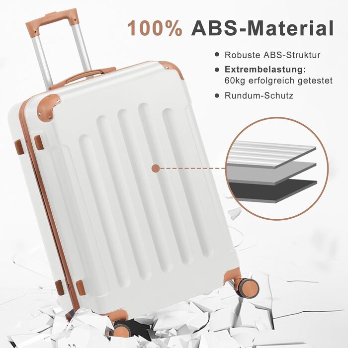 Набір валіз LEADZM 4 шт. з твердим корпусом (ABS), з колесами, для подорожей (бежево-коричневий, смугастий)