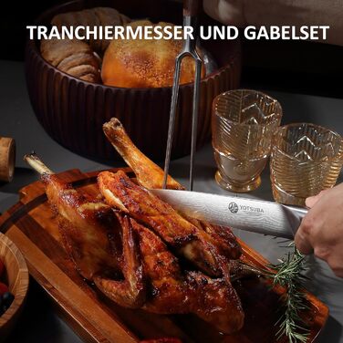 Набір кухонних ножів YOTSUBA Profi з дерев'яним блоком та точилкою, ножиці, набір кухонних ножів з нержавіючої сталі, 33 см