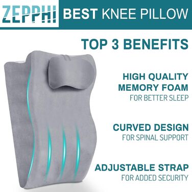Ортопедична подушка Zepphi для ніг та спини з Memory Foam - для комфортного сну та відпочинку вдома (сіра)