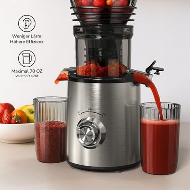 Електричний соковитискач Slow Juicer: для овочів та фруктів, 148 мм, 2 л, легкий у чищенні, з 2 чашками