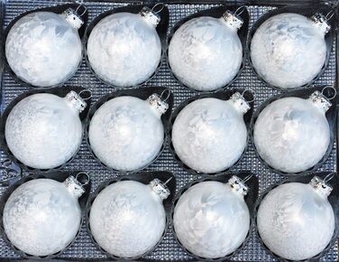 Скляні ялинкові кулі з льодом, 6 см, білі різдвяні кулі з верхівкою, дрібнички