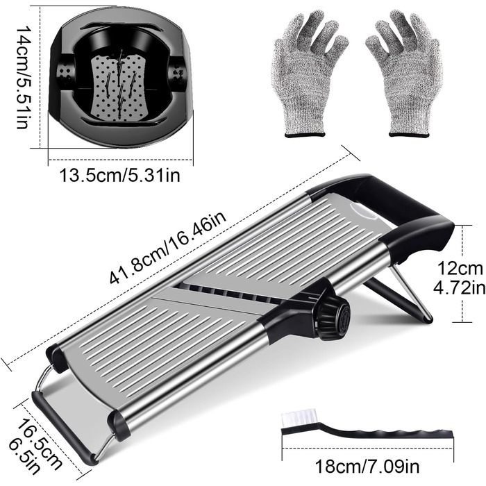 Машхоум Mandoline 5-в-1: набір для нарізки овочів та фруктів з нержавіючої сталі, 40 см