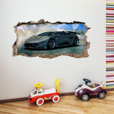 Нікіма-106 наклейка на стіну спортивний автомобіль Чорний-діра в стіні-в 6 розмірах-красиві наклейки для дитячої кімнати і наклейки класний декор стіни настінний розпис для хлопчиків і дівчаток Розмір 1250 х 630 мм