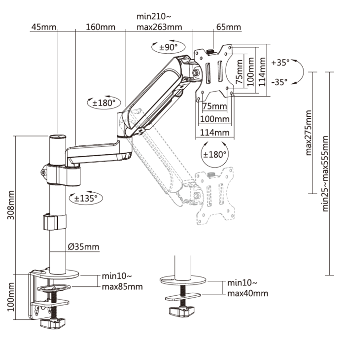 Настільне кріплення для монітора OfficePro MA721B Black