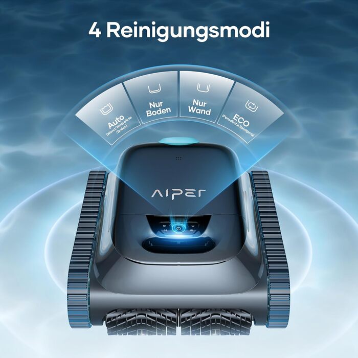 AIPER Scuba S1 Робот-пилосос для басейну, автоматичне очищення дна та стін, ультратонкий фільтр 3 мкм, 180 хвилин роботи, 15900 л/год, керування через додаток, для вбудованих басейнів, синій