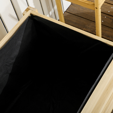 Підвищене грядка, стійке до погодних умов покриття, 4 колеса, натуральне дерево, 89 x 48 x 47 см