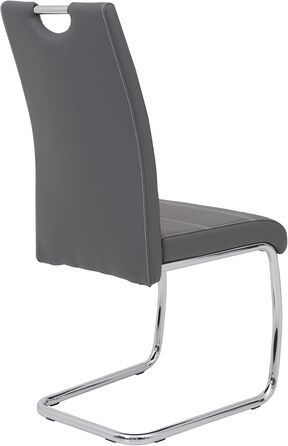 Набір обідніх стільців Hela Flora (4 шт.), штучна шкіра сірого кольору, металевий каркас, 42x57x98 см