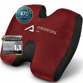 Ортопедична подушка для сидіння - преміум якість, 3D Memory Foam, для офісу та авто, OEKO-TEX-100 (65-100 кг), червона