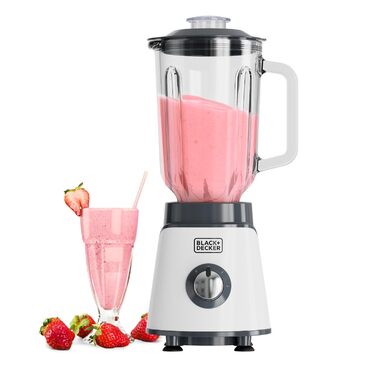 Блендер Black+Decker BXJB1201E 2200W з великим скляним глечиком 2.2L, 8 швидкостей, 6 лез з нержавіючої сталі, функція імпульсу, для смузі та подрібнення льоду, LED-дисплей, система безпеки