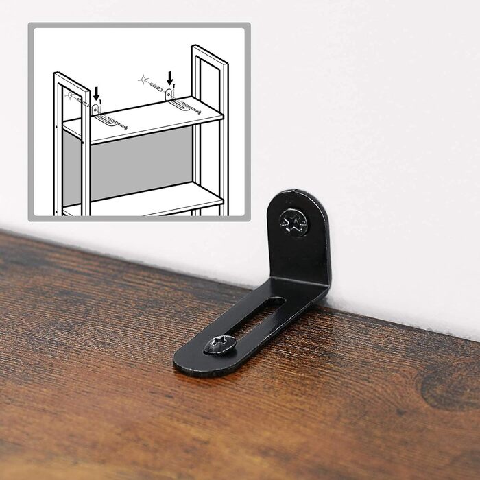 Стелаж VASAGLE з 5 полицями для книг, кухні, офісу, 24 x 62 x 165 см, vintagebraun-tintenschwarz, LLS025B01