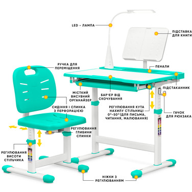 Комплект Evo-kids (стілець+стіл+полиця+лампа) Evo-17 Z Ergo (арт. Evo-17 Z Ergo)