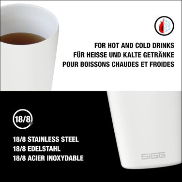 Кружка SIGG Neso Pure Ceram з кришкою Tritan, нержавіюча сталь 18/8, 0.3L/0.4L, миється в посудомийній машині, BPA-free