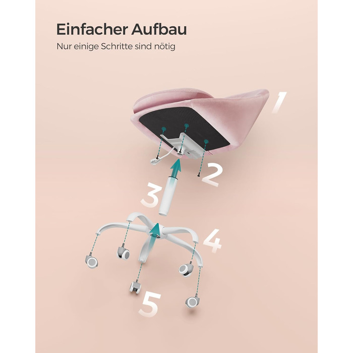 Крісло для домашнього офісу регулюється по висоті за допомогою м'якої подушки - пастельно-рожевий