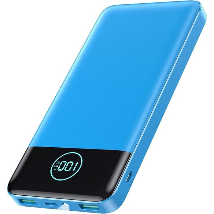 Порти, LED, для iOS/Android, синій, 10000mAh, 22.5W PD QC 3.0, USB C, 3