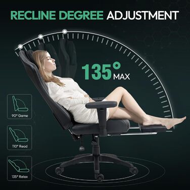 Ігровий крісло Dowinx з масажем та підігрівом, чорно-білий, для дому та офісу