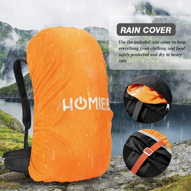 Туристичний рюкзак з дощовиком HOMIEE 50 л водонепроникний