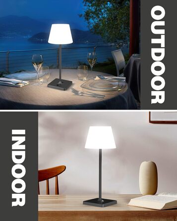 LED настільна лампа Infray з акумулятором, диммування, IP44, для дому та вулиці (чорний)