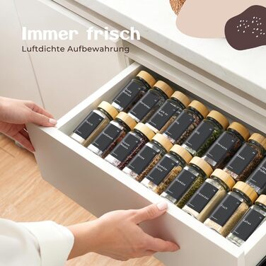 Набір скляних баночок для спецій - 24 шт. з етикетками та бамбуковими кришками, 120 мл, з дозаторами та аксесуарами. Набір контейнерів для спецій, натуральний дизайн