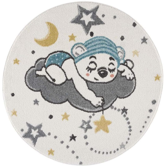 Килимок Дитяча кімната - Кремовий - 80x150см - Ігровий килимок для сну Милий М'який Ведмідь Хмари Місяць і Зірки Дитячий килимок з коротким ворсом - Oeko-Tex Standard 100 (160 см круглий)
