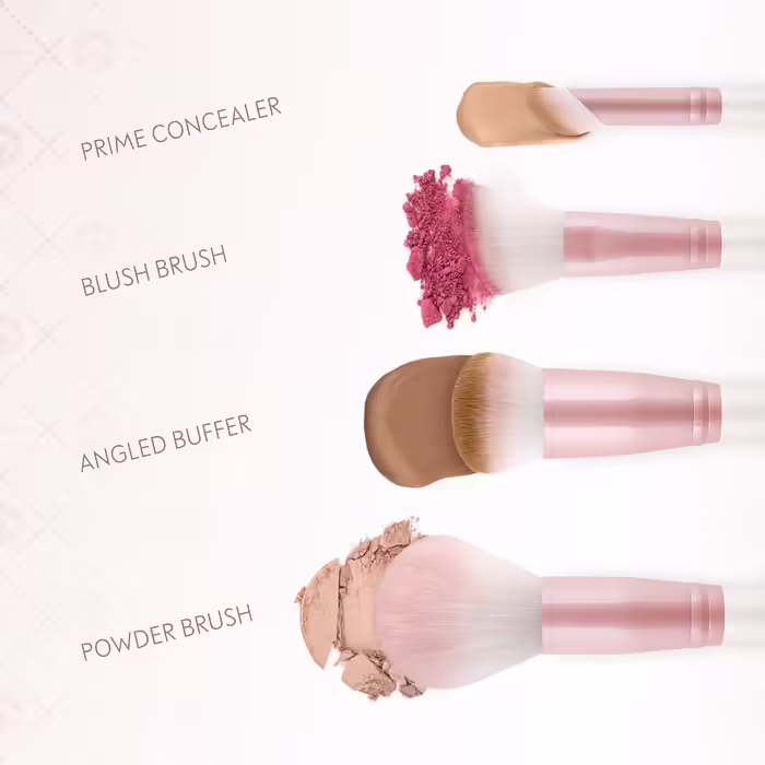 Набір пензлів для макіяжу Luvia Flawless Face, 4 веганські кисті для обличчя, косметичний набір для макіяжу