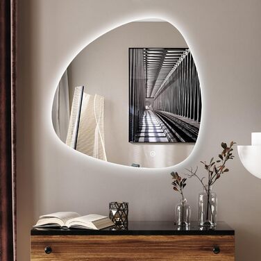 Дзеркало для ванної кімнати Badspiegel 70x50см з підсвічуванням 3 кольори, сенсорний вимикач, прямокутне, для ванної/вітальні, енергоклас A++