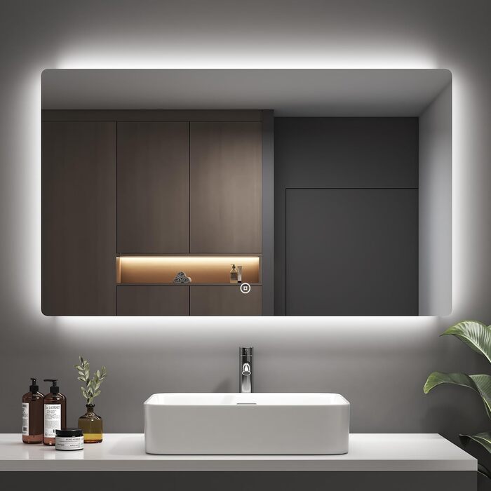 Дзеркало для ванної кімнати EMKE з підсвічуванням 60x80 см, антизапотівальне, сенсорне, 3 режими освітлення, таймер 3 години