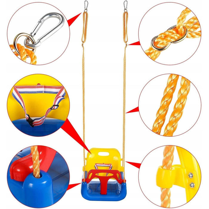 Дитяча гойдалка COIL 3-в-1 для дому та вулиці, регульована спинка, блакитна