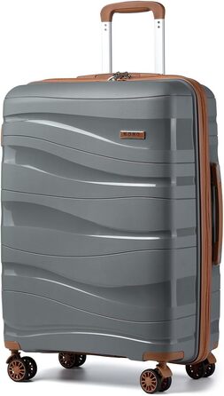 KONO Чемодан середнього розміру 65 см з поліпропілену з TSA замком, 65x46x26.5 см (Крем-білий)