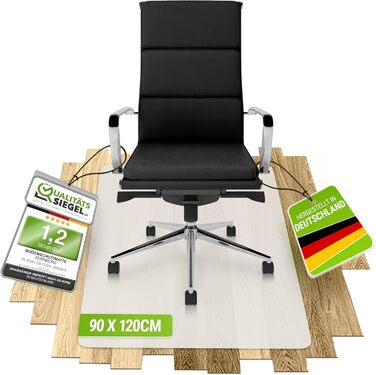 Килимок під офісне крісло – прозора підкладка для ламінату, паркету та плитки – антиковзаюча, з шумоізоляцією, для дому та офісу (90 x 120 см)