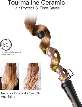 BESTOPE PRO 6-в-1 Локкенштаб: Великі та малі локони, різні насадки, регулювання температури, рукавички (Рожеве золото)