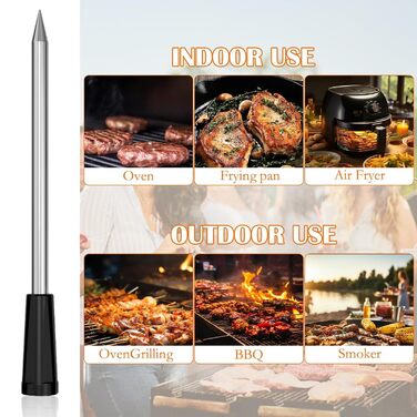 Бездротовий термометр для м'яса DAWRIS з Bluetooth, 100 м, IPX7, для приготування на грилі, барбекю, духовці, ротисерії, копчення