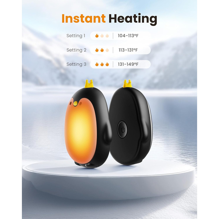 Електричні грілки для рук Gaiatop, 2 шт. з 3 режимами нагріву, магнітні, портативні, багаторазові. Ідеально для кемпінгу, піших прогулянок, полювання. Чудовий подарунок для жінок та чоловіків. Чорний колір.