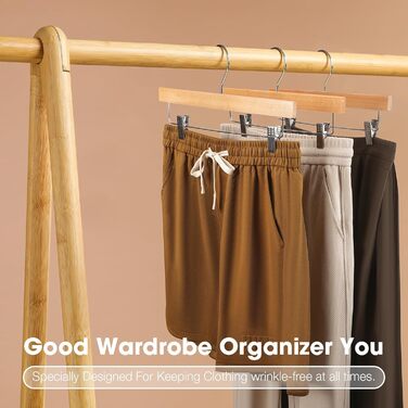Набір дерев'яних вішалок для штанів Ulimart (24 шт.), з кліпсами, для джинсів, шортів та штанів