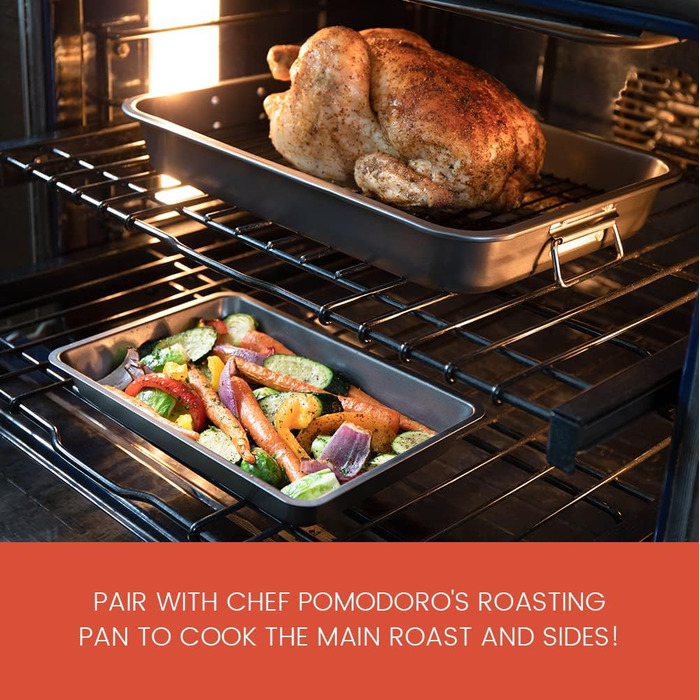 Форма для духовки 28x20 см - Сіра - Антипригарна - Сковорода з решіткою та піддоном для стікання жиру - Ідеально підходить для м'яса, риби, овочів