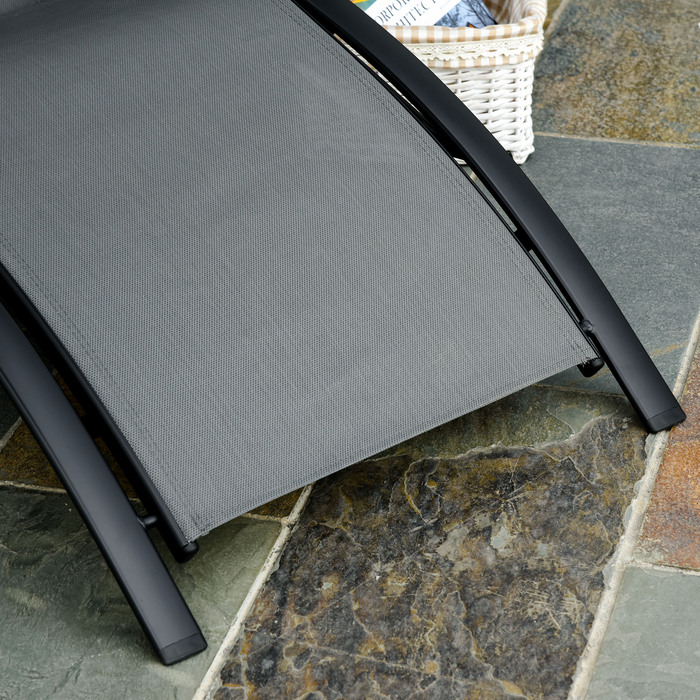 Шезлонг садовий, розкладний, з регульованою спинкою, алюмінієвий, сірий