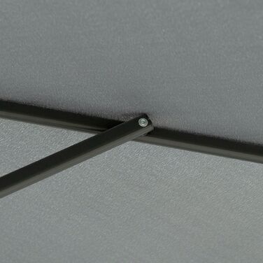 Вітростійкий парасоль для саду Ø293 см з бічною ручкою та хрестоподібною основою, захист від вітру, водовідштовхувальне покриття, темно-сірий