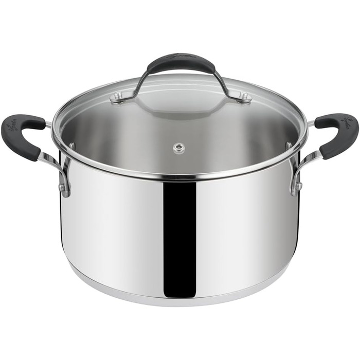 Каструля Lagostina Tempra з нержавіючої сталі 18/10 з кришкою з термостійкого скла, Ø 18 см, з технологією Lagotherm та силіконовими ручками