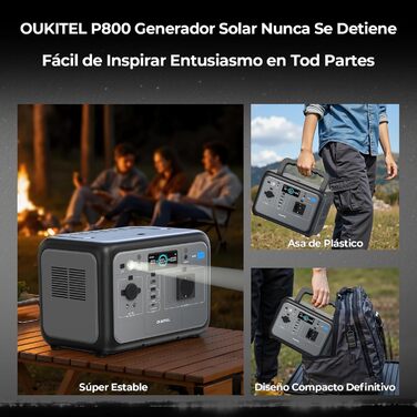 Портативна електростанція OUKITEL P800: 800W, 512Wh LiFePO4, USB-A/C, 1600W пікова потужність, для кемпінгу та подорожей