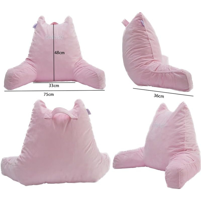 Крісло-мішок Canbygo для читання з підлокітниками, з піною з пам'яті, для читання, роботи та ігор, знімний чохол (Рожевий)