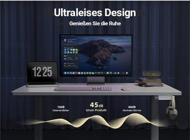 Регульований стіл Claiks 120x60 см: електричний, з пам'яттю, з гачками | Стіл для стоячи та сидячи