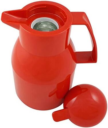 Термос Helios Top Push, 1 літр, червоний, з пластиковою ізоляцією