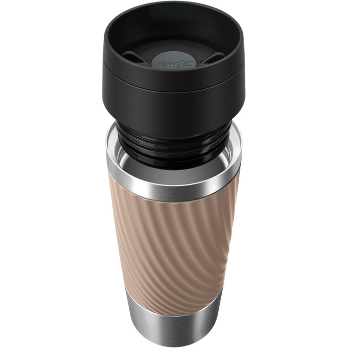 Термокружка Emsa Travel Mug Classic Twist, 0.36 л, коричнева, з кришкою Quick-Press, не протікає, для гарячих та холодних напоїв
