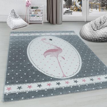 Килимок дитячий Carpettex Flamingo Design Pink 80x150 см - Простий у догляді, можна прати, з коротким ворсом, дитяча та дитяча кімната