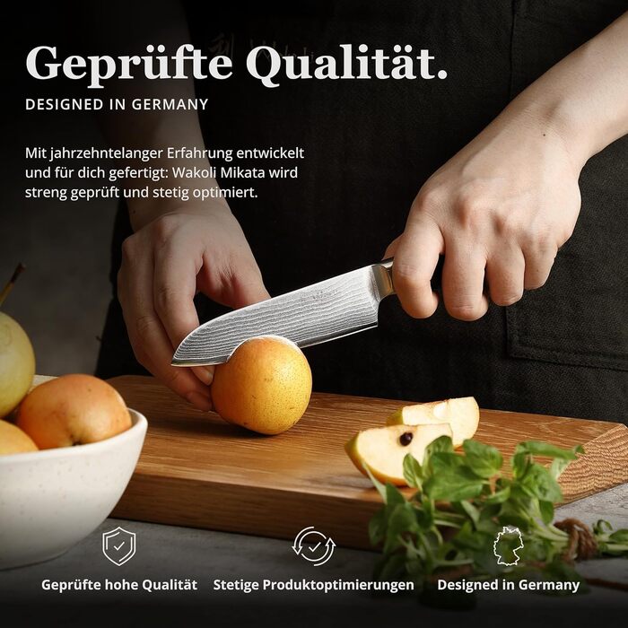Ніж кухонний Wakoli Mikata Damast 17 см з лезом з дамаської сталі та ручкою Micarta (Сантоку)