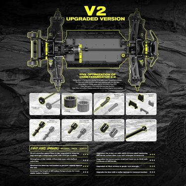 Радіокерований автомобіль RIAARIO 1:10 Brushless 50 км/год Позашляховик 4WD Водонепроникний карбон