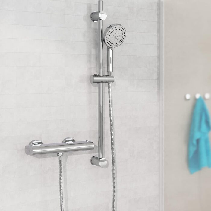 Дзеркальна душова система EISL CARNEO з термостатом, водоспадом та запобіжником 38°C, хром